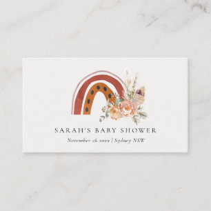 Carte De Placement Cute rouille Orange Boho Floral Baby shower arc-en