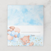 Carte De Placement Cute Teddy Ours Bleu Garçon Baptême (Extérieur déplié)