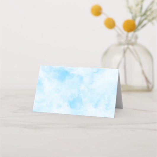 Carte De Placement Cute Teddy Ours Bleu Garçon Baptême (Dos)