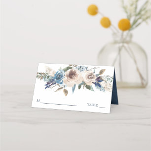 Carte De Placement Cygne floral blanc sur Mariage bleu