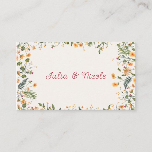 Carte De Placement Daffodiles botaniques Daisy Peony Flowers Mariage (Devant)