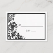 Carte De Placement Damas florales noir et blanc | Plat personnalisé (Devant)
