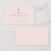 Carte De Placement Damask Rose & Crème avec Cross Seating Card (Devant / Derrière)