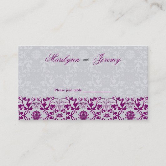 Carte De Placement Damask Swirls Lace Orchid Guest Place Card (Devant)