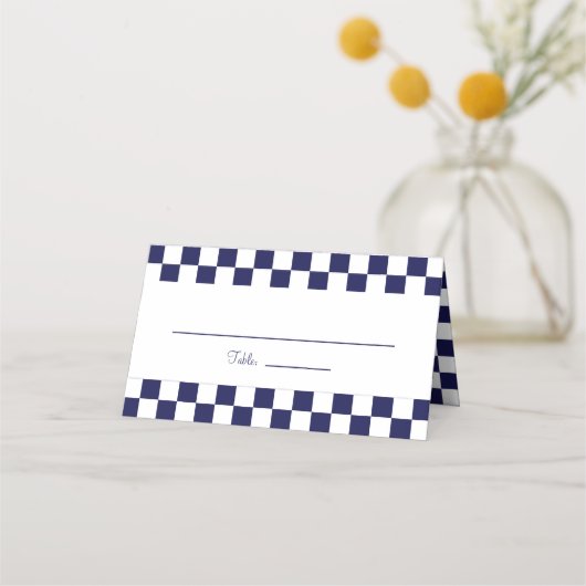 Carte De Placement Damier Bleu Marine et Blanc (Devant)