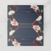 Carte De Placement Dark Navy Bourgogne Blush Peonies Floral Mariage (Extérieur déplié)