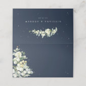 Carte De Placement Dark Navy Snowberry+Eucalyptus Mariage (Extérieur déplié)