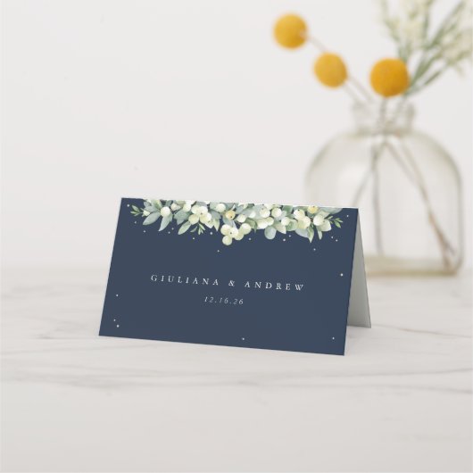 Carte De Placement Dark Navy Snowberry+Eucalyptus Mariage (Dos)