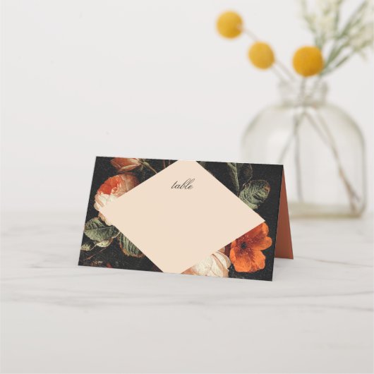 Carte De Placement Dark Romantic Floral Rose Mariage néerlandais (Devant)