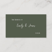 Carte De Placement Dark Sage Green Botanical Wedding (Dos)