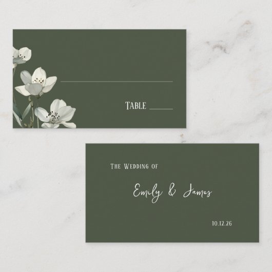 Carte De Placement Dark Sage Green Botanical Wedding (Devant / Derrière)