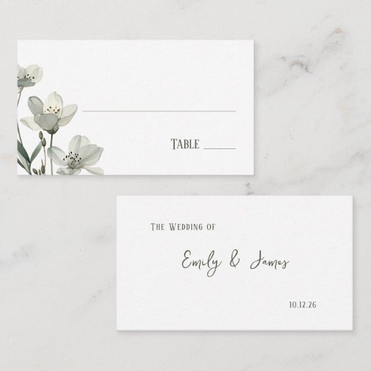 Carte De Placement Dark Sage Green Botanical Wedding (Devant / Derrière)