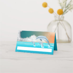Carte De Placement dauphins faisant des sauts dans l'océan