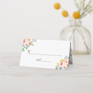 Carte de placement de mariage à motif floral aquar