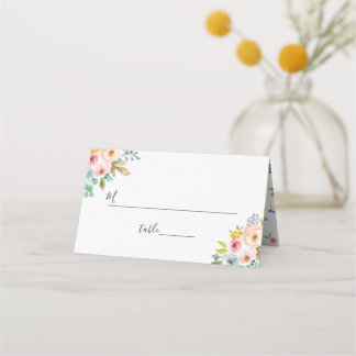 Carte de placement de mariage à motif floral aquar