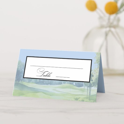 Carte de placement de mariage à thème de golf aqua