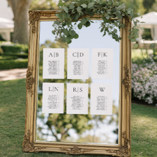 Carte de placement de mariage alphabétique calligr