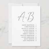 Carte de placement de mariage alphabétique en call (Devant)