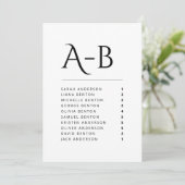 Carte de placement de mariage alphabétique individ (Debout devant)