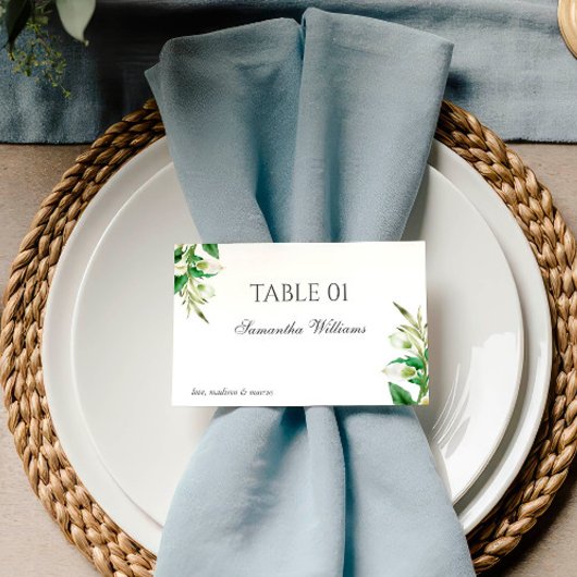 Carte de placement de mariage au lys calla blanc