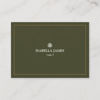 Carte de placement de mariage au palmier paon vert
