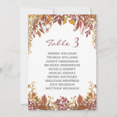 Carte de placement de mariage aux feuilles automna (Devant)