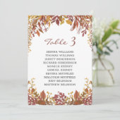 Carte de placement de mariage aux feuilles automna (Debout devant)