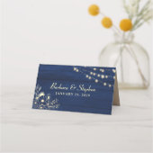 Carte de placement de mariage bleu marine rustique (Dos)