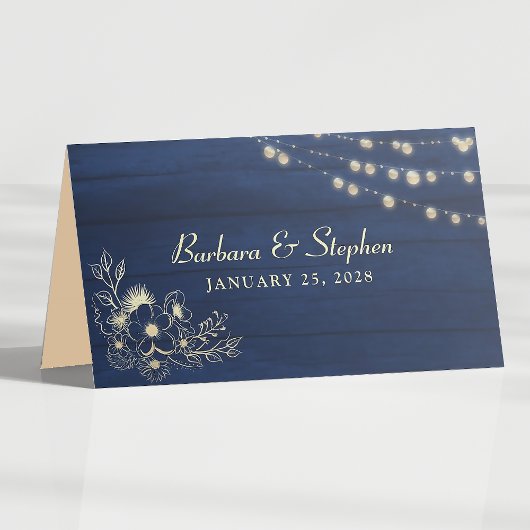 Carte de placement de mariage bleu marine rustique