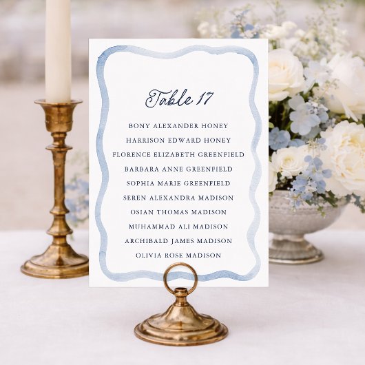 Carte de placement de mariage Dusty Blue French Es