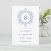 Carte de placement de mariage élégante à blason bl (Debout devant)