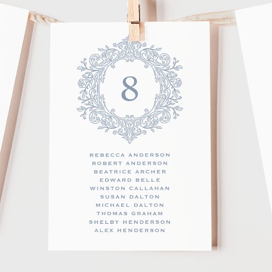 Carte de placement de mariage élégante à blason bl
