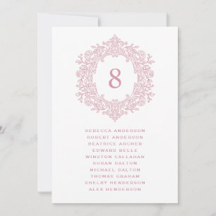 Carte de placement de mariage élégante à motif ros