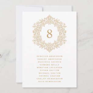 Carte de placement de mariage élégante au blason e