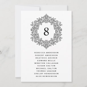Carte de placement de mariage élégante au blason h
