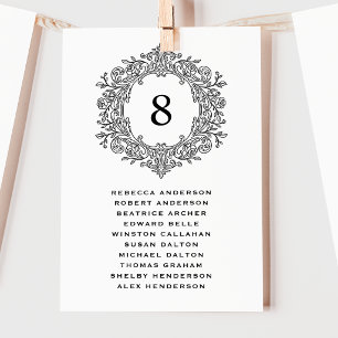 Carte de placement de mariage élégante au blason h