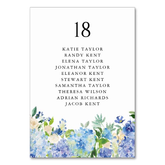 Carte de placement de mariage floral hydrangea ble (Par défaut)