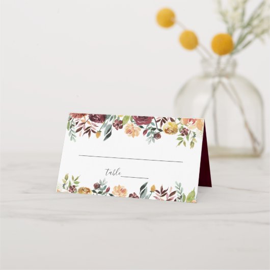 Carte de placement de mariage floral orange Bourgo (Devant)