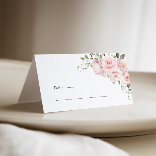 Carte de placement de mariage floral rose pastel b