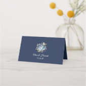 Carte de placement de mariage florale bleu marine (Dos)