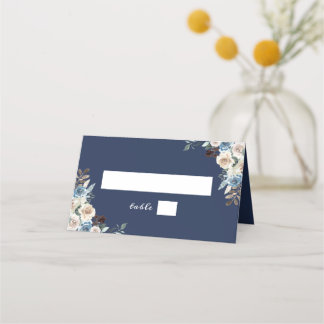 Carte de placement de mariage florale bleu marine