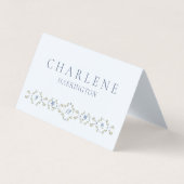 Carte de placement de mariage florale bleu poussié (Front)