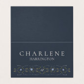 Carte de placement de mariage florale bleu poussié (Outside Unfolded)