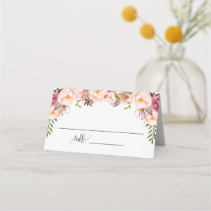 Carte de placement de mariage pliée à motif floral