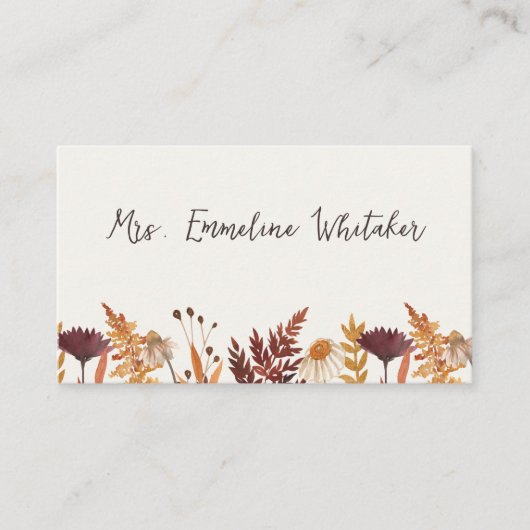Carte de placement de mariage Prairie d'Automne (Devant)