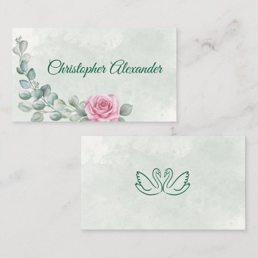 Carte de placement de mariage Rose & Eucalyptus (Devant / Derrière)