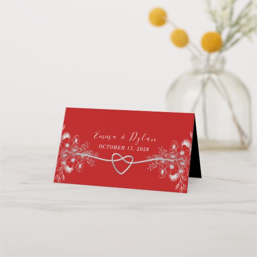 Carte de placement de mariage rouge (Dos)