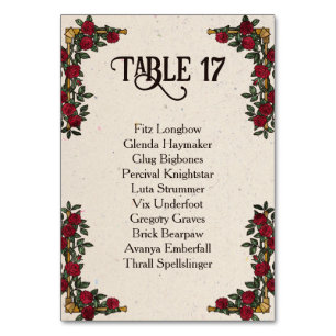 Carte de placement de mariage RPG D20 Monogram Ros