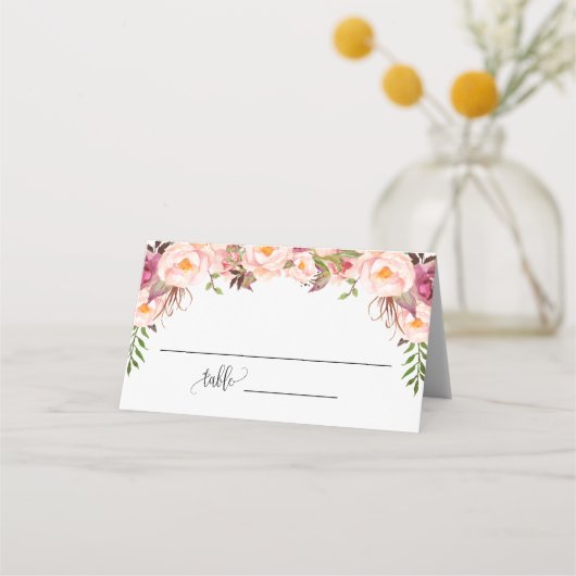 Carte de placement de mariage Shower floral rose p (Devant)