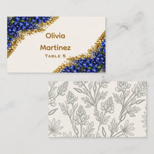 Carte de placement de mariage Texas Bluebonnet (Devant / Derrière)